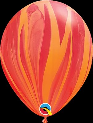 Латексна кулька Qualatex 11" (28 см) Супер Агат червоно - оранжевий 1298149583 фото