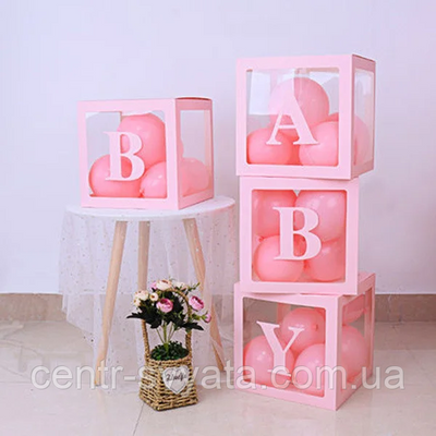 Коробка-кубик для куль 30х30х30 см рожевий (1 кубик) 1481471637 фото