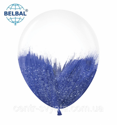 Латексний кулька BELBAL 12" (30 см) BRUSH SHINE/ Браш з глітером синій 1521159107 фото