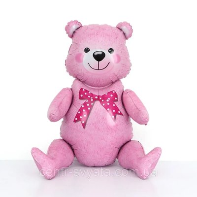 Стояча фігура фольгована КНР 3D (44х81 см) Ведмедик рожевий 2658423778136 \ 4-11-А1 фото