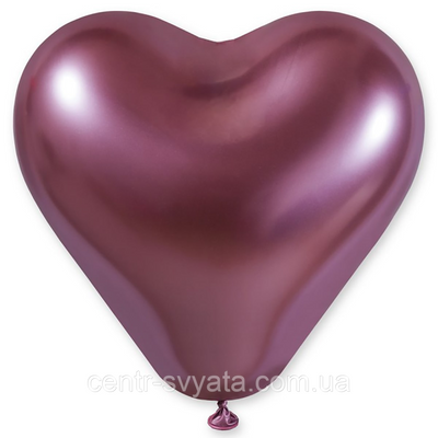 Латексна кулька Серце Gemar 12"(30 см)/91 Хром рожевий 1404485325 фото