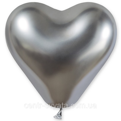 Латексна кулька Серце Gemar 12"(30 см)/89 Хром сріблястий 1404486408 фото