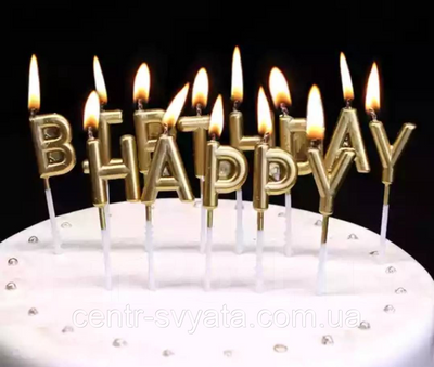 Свічки-літери "Happy Birthday" хром червоне золото 1234567890142 \ 2-1-А15 фото