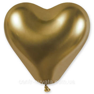 Латексна кулька Серце Gemar 12"(30 см)/88 Хром золотистий 1404486850 фото