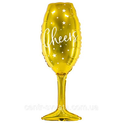 Фольгована кулька Party Deco (28х80 см) Келих Cheers золотий 5900779114418 \ 4-13-А1 фото