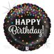 Фольгована кулька Grabo 18" (45 см) Коло Happy Birthday Яскраве конфетті на чорному тлі 030625365727 \ 4-15-А1 фото 1