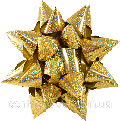 Бант подарунковий "Голограма золото" 7 см, 5 шт 1727884745 фото