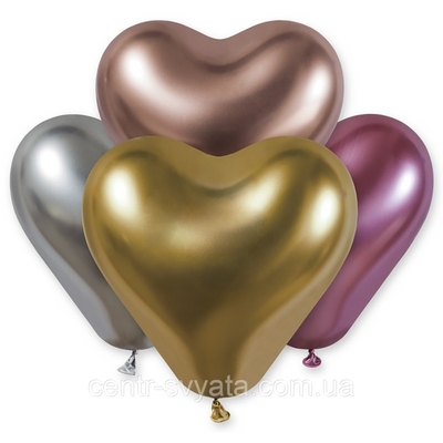 Латексна кулька Серце Gemar 12"(30 см) Хром асорті 1404490309 фото