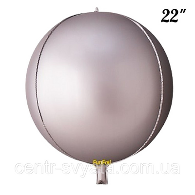 Фольгований кулька КНР 22" (55 см) Сфера 4D Сатин срібло 1458128872 фото