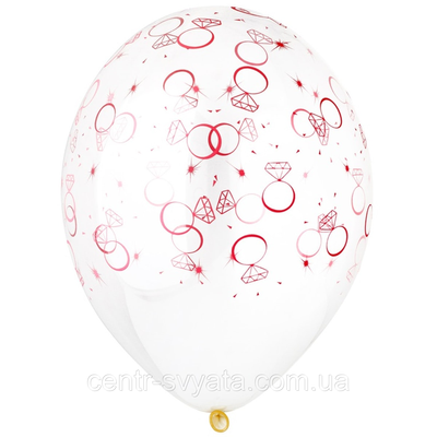 Латексна кулька BELBAL 12"(30 см) Рожева обручка на прозорому (дівич-вечір) 118 фото