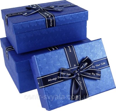 Набір подарункових коробок "Синій металік" 3 шт 6843221939612 фото