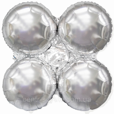 Фольгована кулька Flexmetal 22"(56 см) Підставка для кульок срібло 1788336426 фото