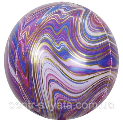 Фольгований кулька КНР (55 см) Сфера 4D Агат фіолетовий 1460666878 фото
