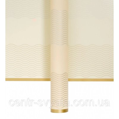 Плівка (калька) матова в рулоні "Золота хвиля на персиковому", (58 см х 58 см) 5 листів безкоду фото