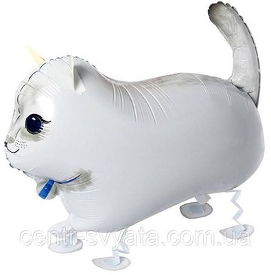 Ходяча фігура фольгована КНР (61х41 см) Кіт білий 2066888407 фото