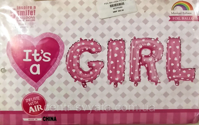 Фольговані літери It`s a Girl КНР рожеві 1435984116 фото
