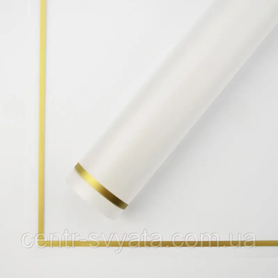Плівка (калька) матова в листах "Біла з золотою каймою", (58 см х 58 см) 5 листів 8000166 фото