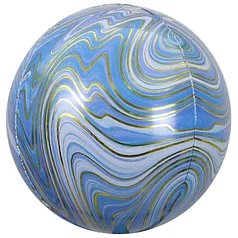 Фольгований кулька КНР (55 см) Сфера 4D Агат блакитний 1458134752 фото