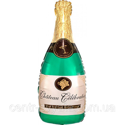 Фольгована кулька КНР (102х50 см) Пляшка "Шампанське" зелена 100285 \ 4-12-А1 фото