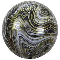Фольгований кулька КНР (55 см) Сфера 4D чорний Агат 1458134988 фото