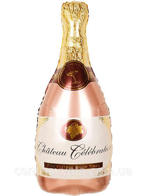 Фольгована кулька КНР (102х50 см) Пляшка "Шампанске" розове золото 100005 \ 4-12-А1 фото