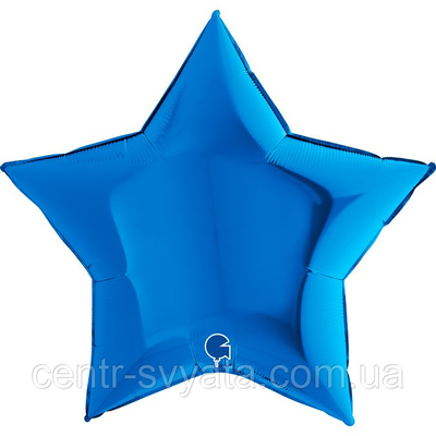 Фольгована кулька Grabo 36"(91 см) Зірка металік синій 8050195362003 фото