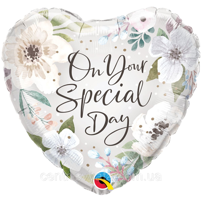 Фольгована кулька Qualatex 18" (45 см) Серце "On your special Day" Особливий день 71444104876 фото