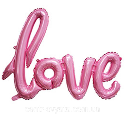Фольговані літери LOVE (прописом) КНР (100х72 см ) рожевий 1556708578 фото