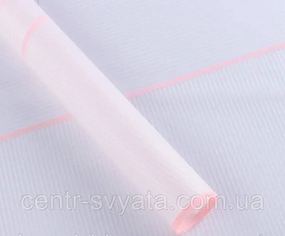 Плівка (калька) матова в рулоні "Біла та рожева смужка", (58 см х 58 см) 5 листів безкоду фото