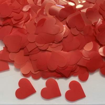 Конфетті "Сердечка" 1,5 см червоні матові, 50 г 1564010231 фото
