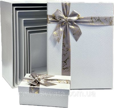 Набір подарункових коробок "Білий з бантом", 8 шт 301496 фото