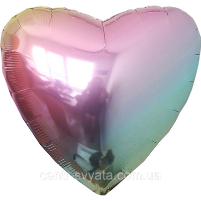 Фольгована кулька Flexmetal 18" (45 см) Серце металік градієнт веселка 4-16-А2 фото
