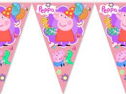 Гірлянда паперова прапорці "Свинка Пеппа" на рожевому 1-1-А1 фото