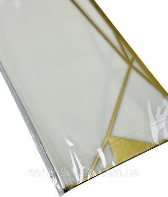 Плівка (калька) матова в рулоні "Золота геометрія на білому", (58 см х 58 см) 5 листів 890050358585 фото