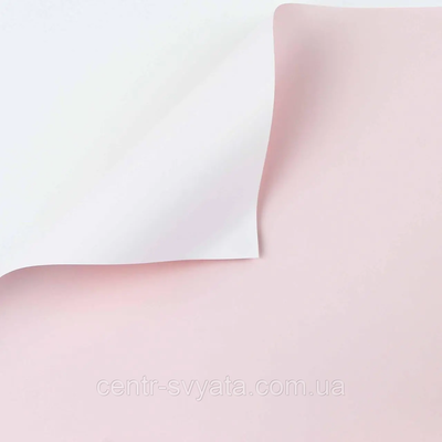 Плівка (калька) матова в листах "Двостороння: білий+ніжно-рожевий", (58 см х 58 см) 5 листів 8000148 фото