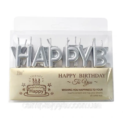 Свічки-літери "Happy Birthday" хром срібло 2-1-А10 фото