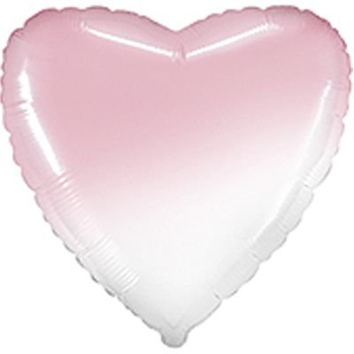 Фольгована кулька Flexmetal 32" (80 см) Серце пастель омбре біло-рожеве 300860 фото