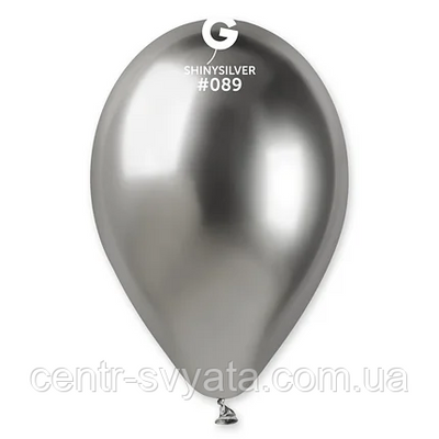 Латексна кулька Gemar 13"(33 см)/ 089 Shiny Silver Хром срібний 8021886128901 \ 4-21-А4-2 фото