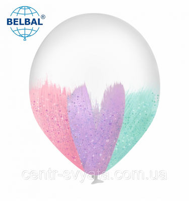 Латексна кулька BELBAL 12" (30 см) BRUSH SHINE / Браш із глітером макарун 1572094519 фото