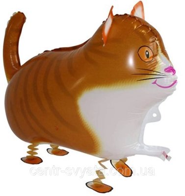 Ходяча фігура фольгована КНР (61х41 см) Кіт рижий 1606029069 фото