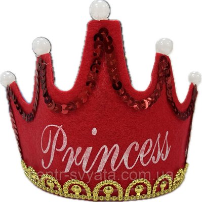 Корона "Princess" з світлодіодами (червона) 2063453374 фото