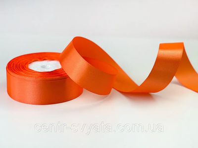 Стрічка атласна 2,5 см ( 33 МЕТРИ ) Оранжева 8020 \ 2-3-А3 фото