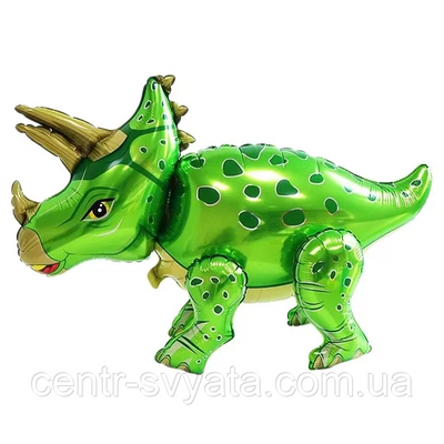 Стояча фігура фольгована КНР (91х54 см) Динозавр трицераптопс зелений 2658423668130 \ 4-11-А1 фото