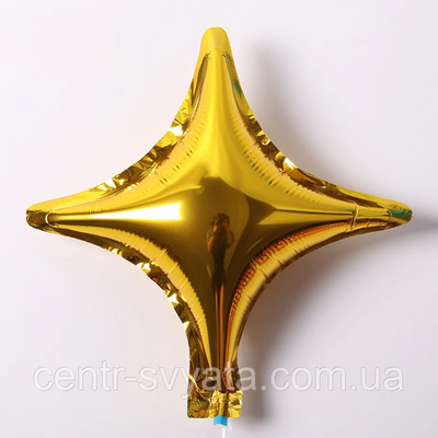 Фольгований кулька КНР 10" (25 см) Зірка 4х-кінцева золото 1481449957 фото