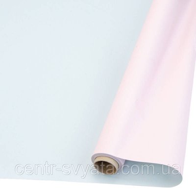 Плівка (калька) в рулоні "Двостороння: ніжно-блакитний + ніжно-рожевий", 60 см х 7 м 2000066943547 фото