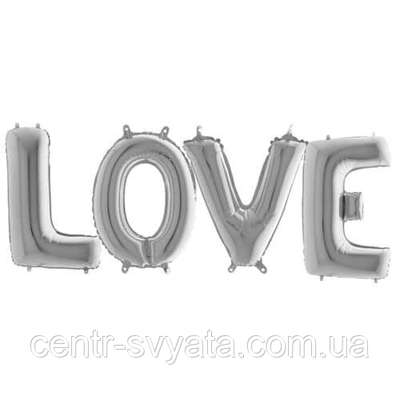 Фольговані літери КНР (80 см/літера) "LOVE" срібло 1435986066 фото