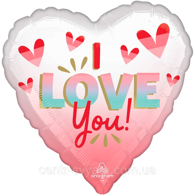 Фольгована кулька Anagram 18"(45 см) Серце "I Love you" омбре 26635451109 фото