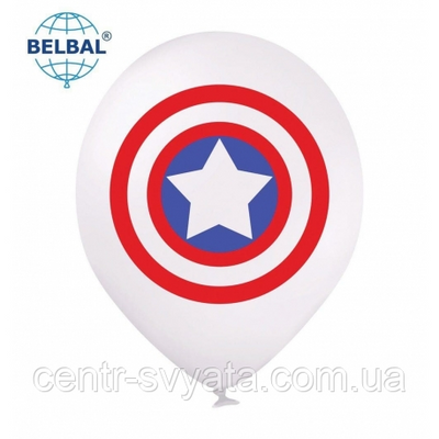 Латексний кулька BELBAL 12"(30 см) Супергерої Капітан Америка / Щит 224 фото