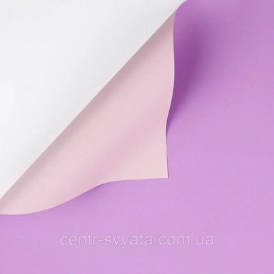 Плівка (калька) матова в листах "Двостороння: ніжно-рожевий+ліловий, (58 см х 58 см) 5 листів 8000153 фото