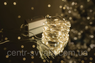 Світлодіодна гірлянда роса LED 10 метрів - Золотий світлий від мережі 220 V 47062 фото